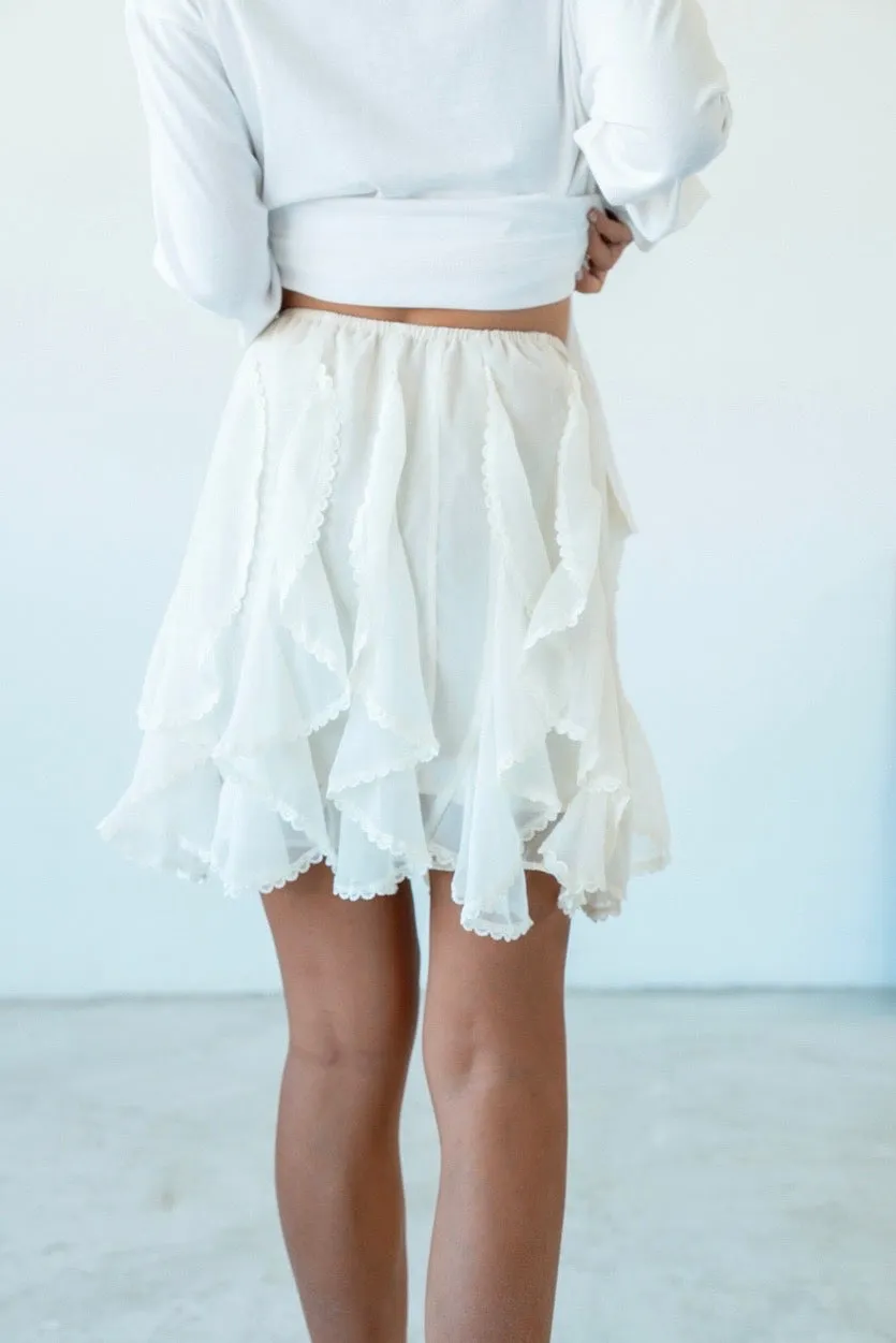 ( BLACK / WHITE ) CHIFFON RUFFLED SKIRT 🌟BEST BUY🌟 ( PRE ORDER )