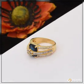 1 Gram Gold Plated Blue Stone With Diamond Fancy Design Ring For Lady - Style Lrg-074