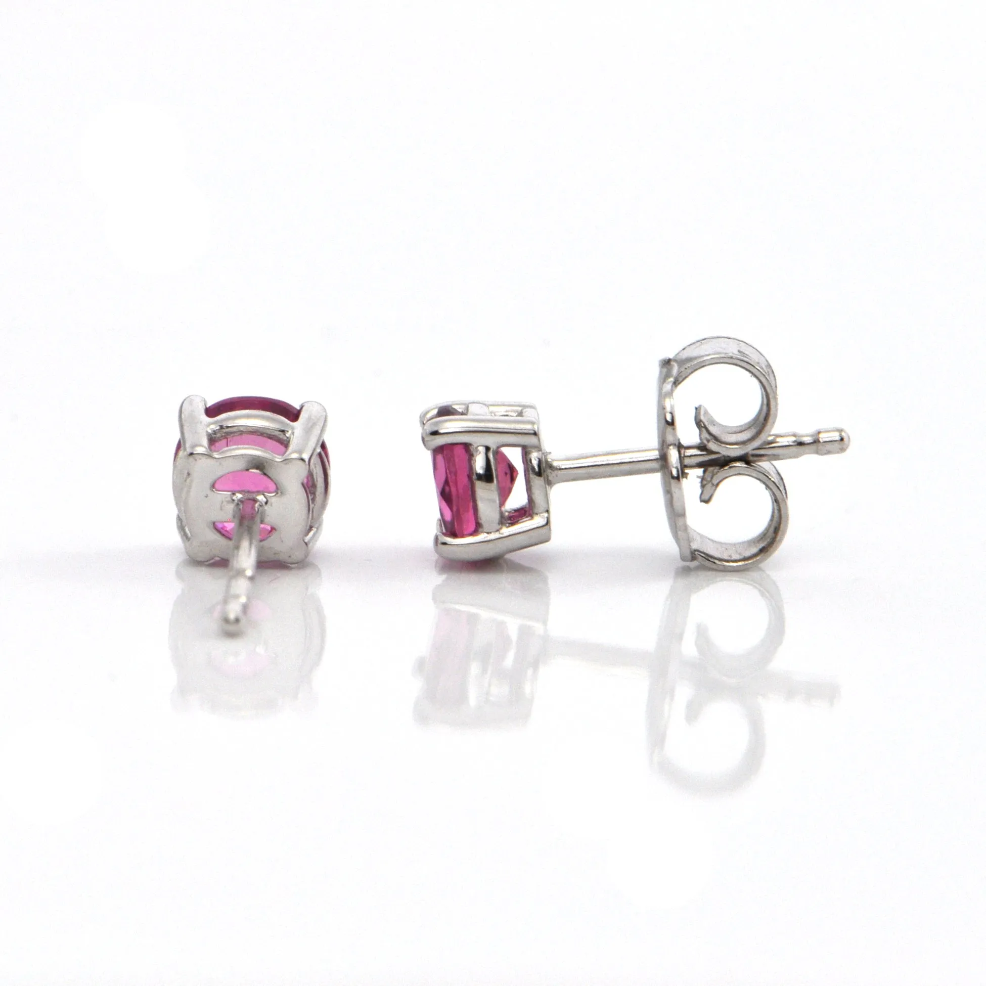 1.00 CT Pink Tourmaline and 18K White Gold Stud Earrings