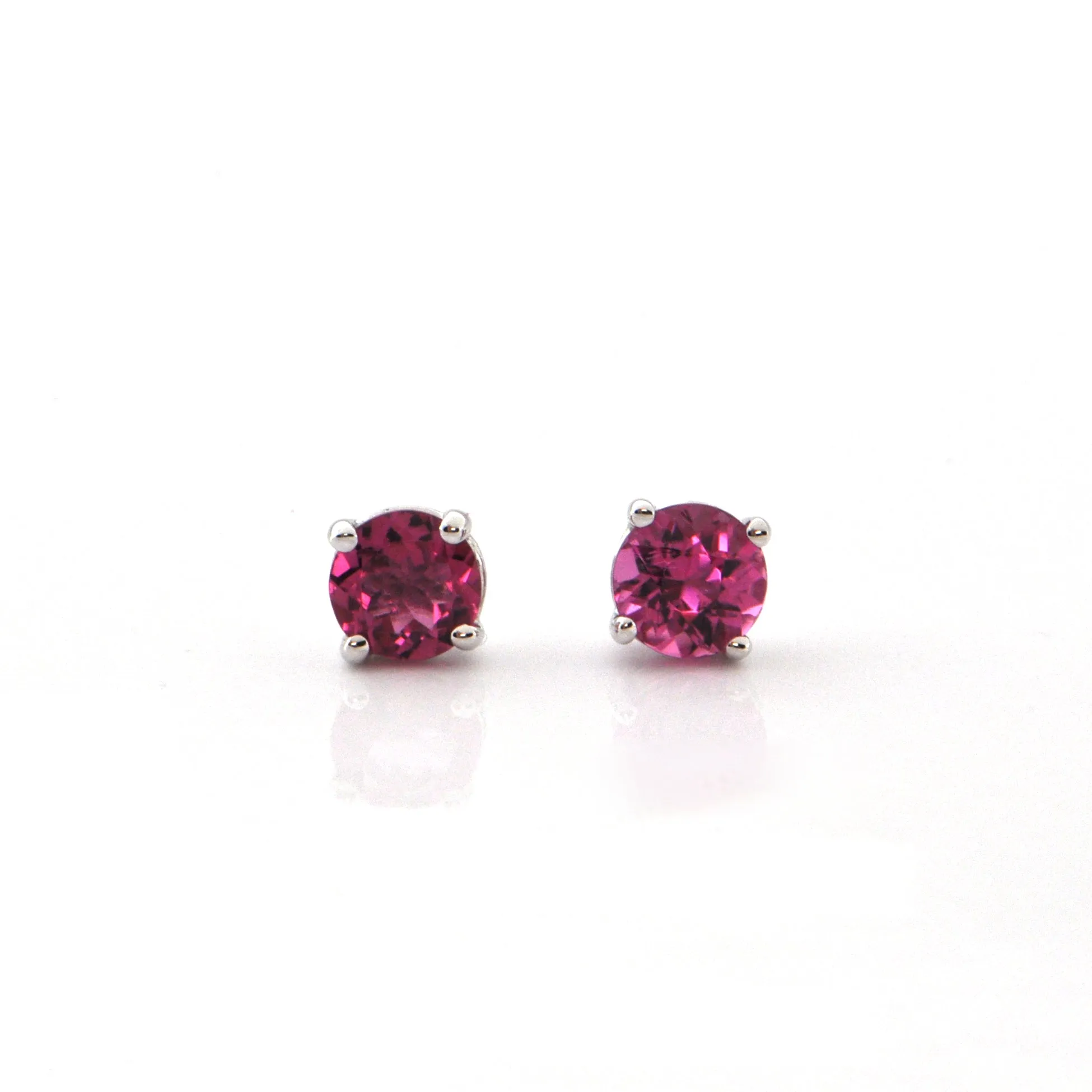 1.00 CT Pink Tourmaline and 18K White Gold Stud Earrings