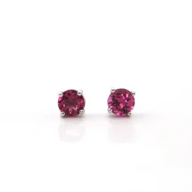 1.00 CT Pink Tourmaline and 18K White Gold Stud Earrings