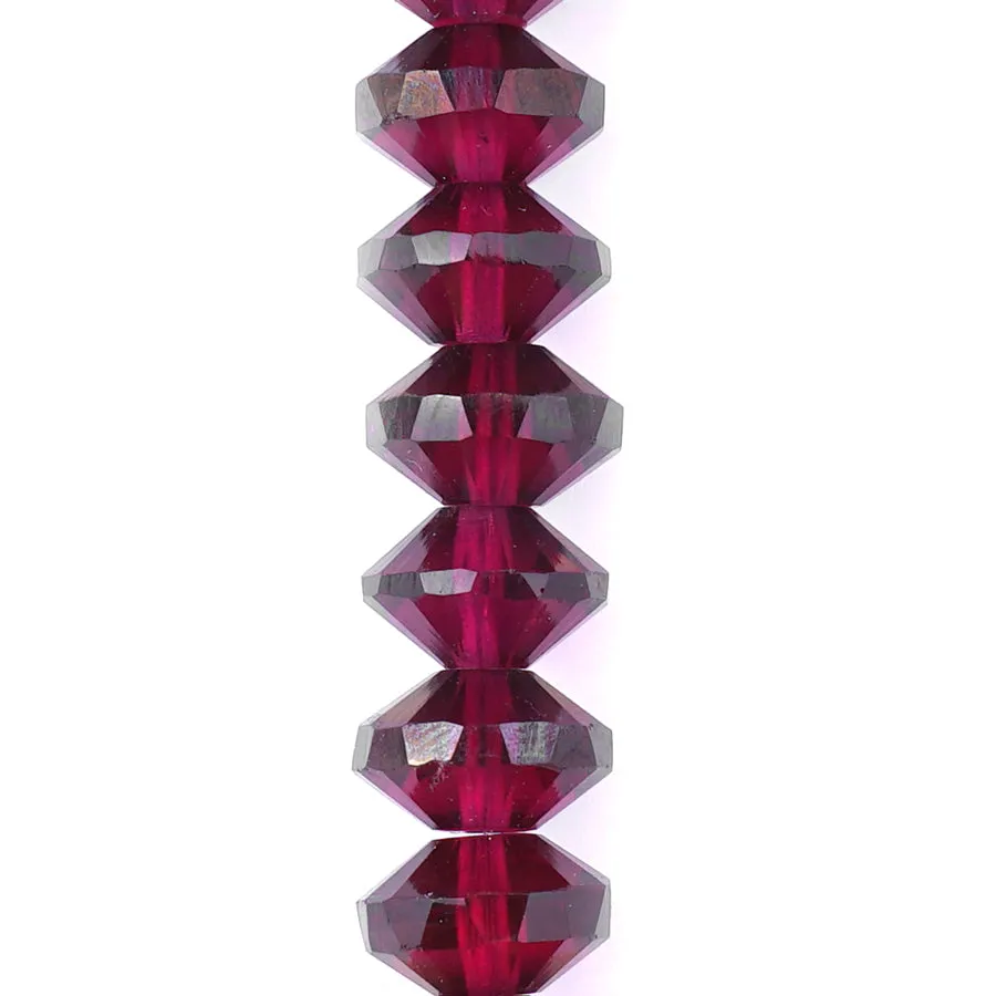 10x6mm Fuchsia Transparent with Platinum Halft Coat Saturn Cut Rondelle Czech Glass Beads from Raven's Journey