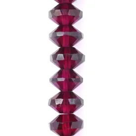 10x6mm Fuchsia Transparent with Platinum Halft Coat Saturn Cut Rondelle Czech Glass Beads from Raven's Journey