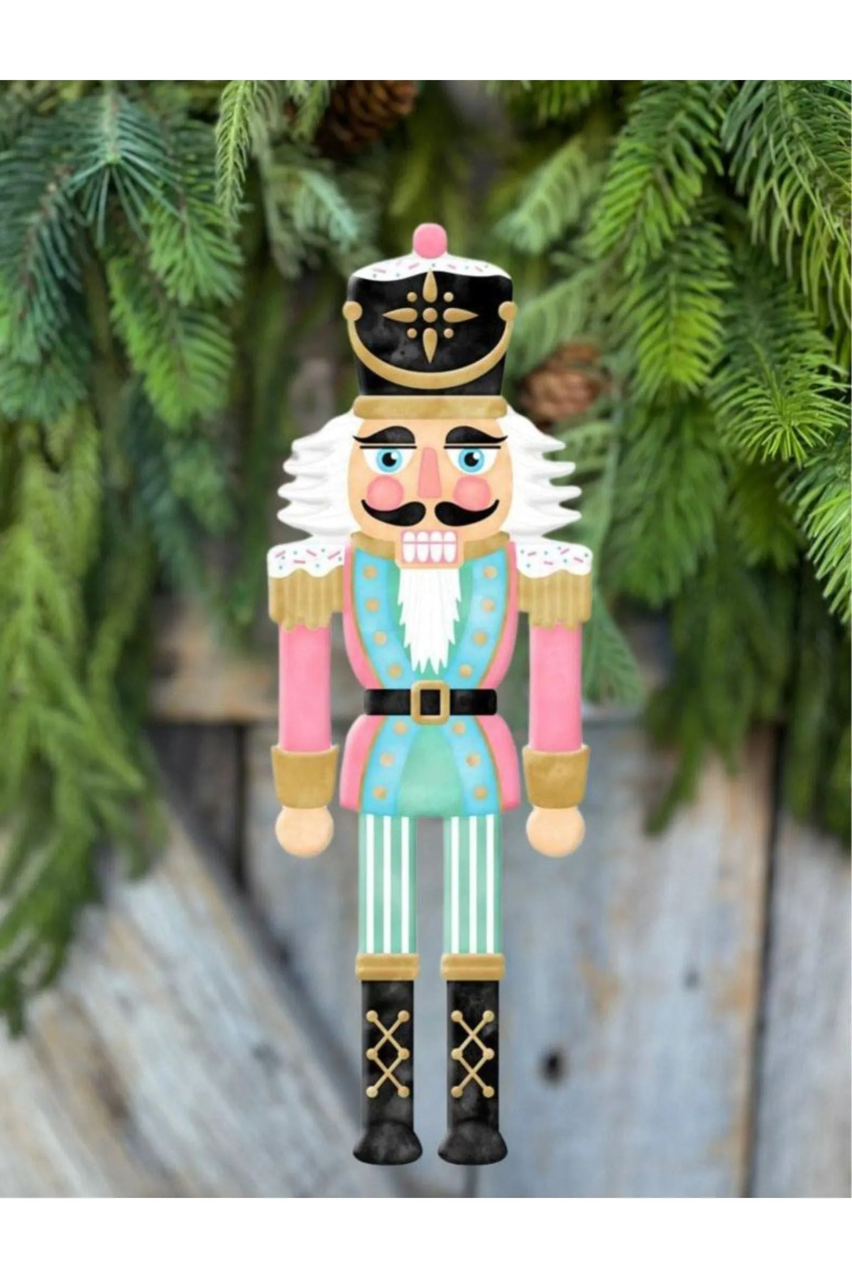 12" Metal Embossed Nutcracker: Pink