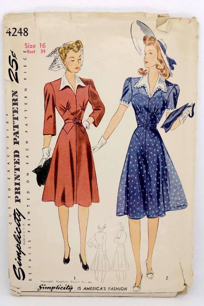 1940s Simplicity 4248 vintage dress sewing pattern