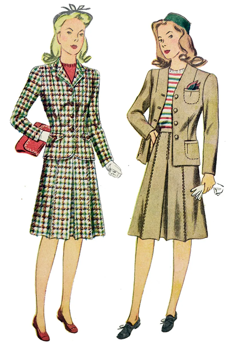 1940s Simplicity 4561 Vintage Teen Girl 2 pc Suit Sewing Pattern