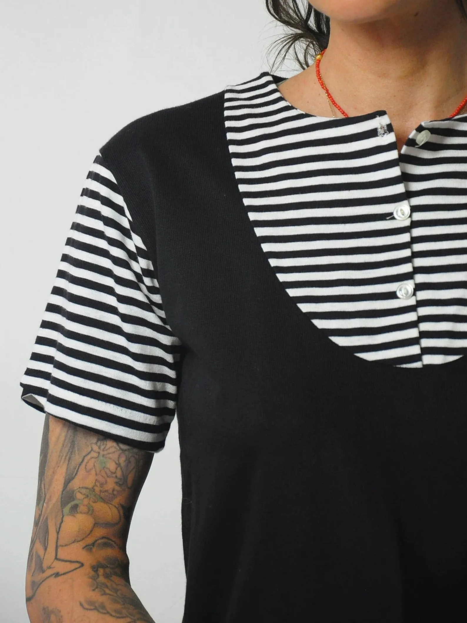 1960's Black & White Striped Shirt