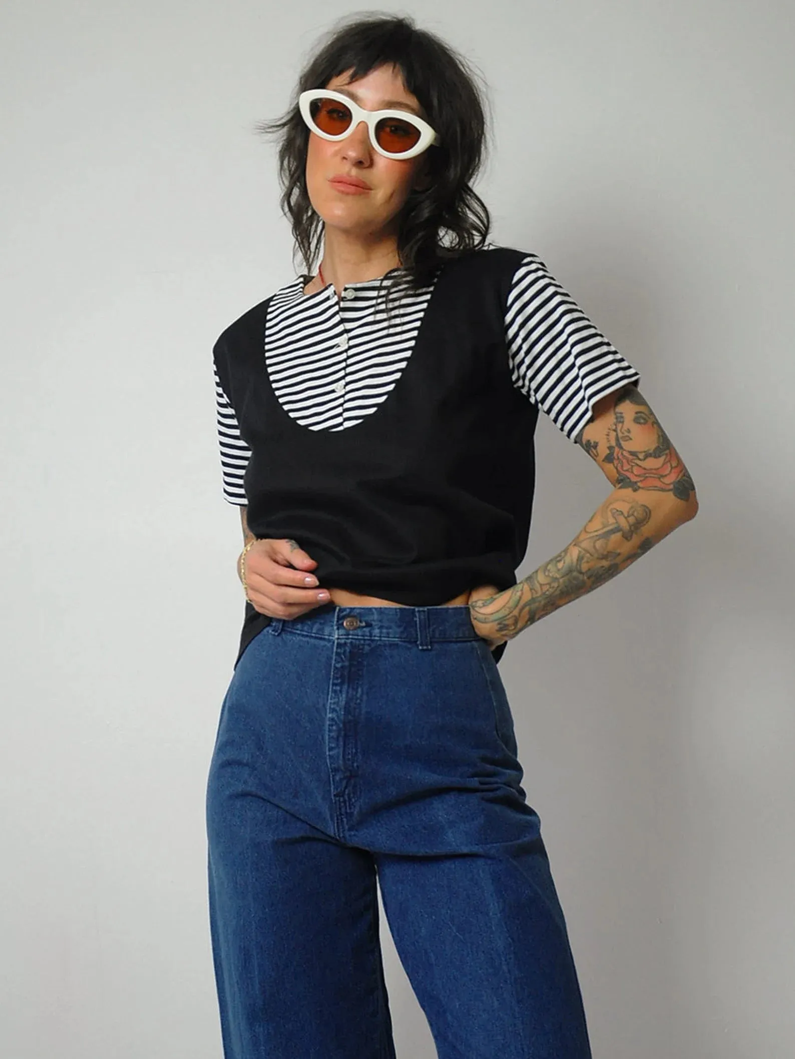 1960's Black & White Striped Shirt