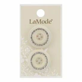 1" White Rhinestone Buttons | LaMode