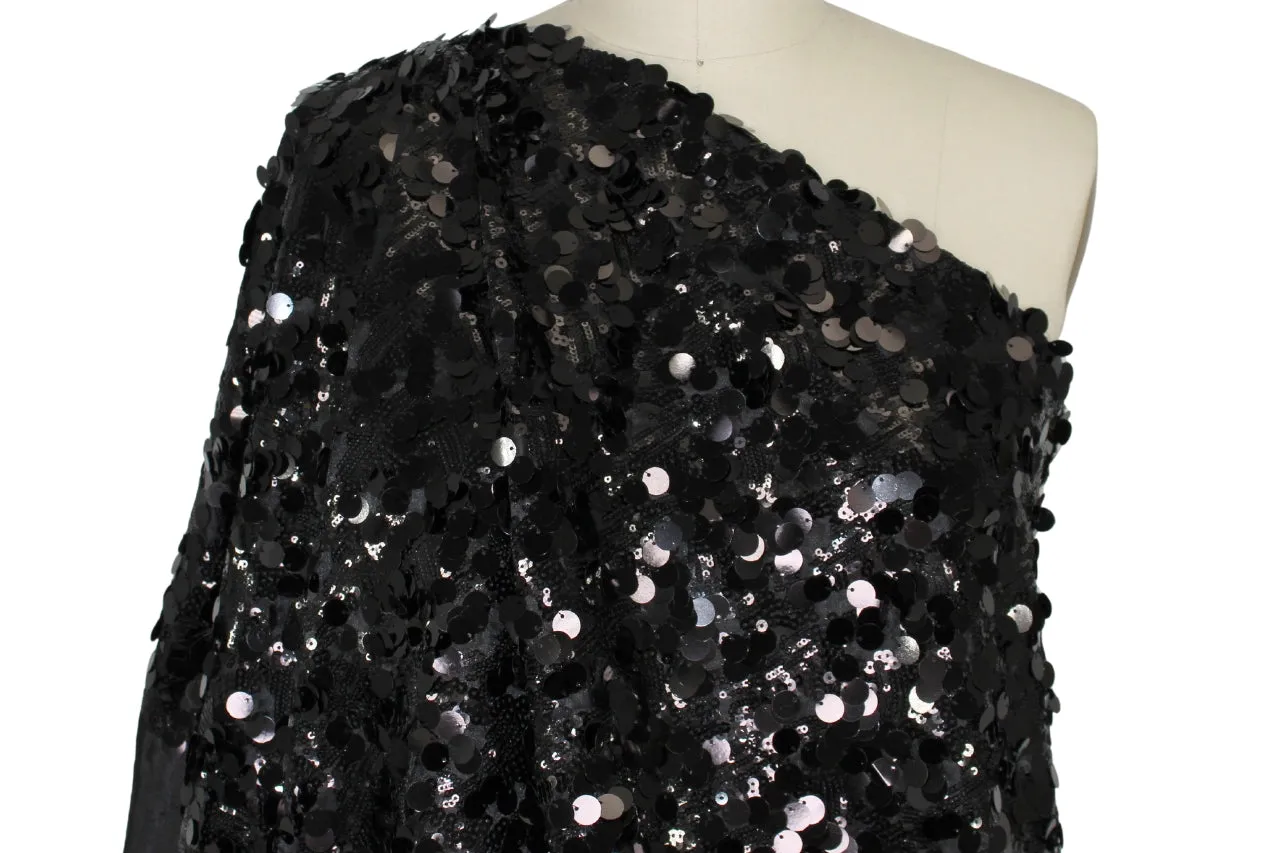 2 3/4  yards of Heavily Sequined/Paillette Satin - Black