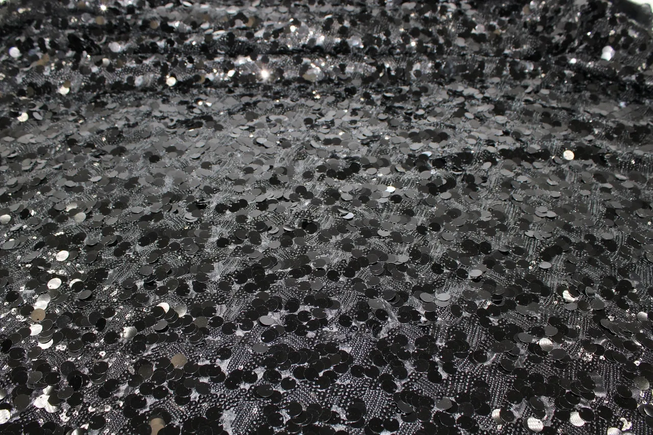 2 3/4  yards of Heavily Sequined/Paillette Satin - Black