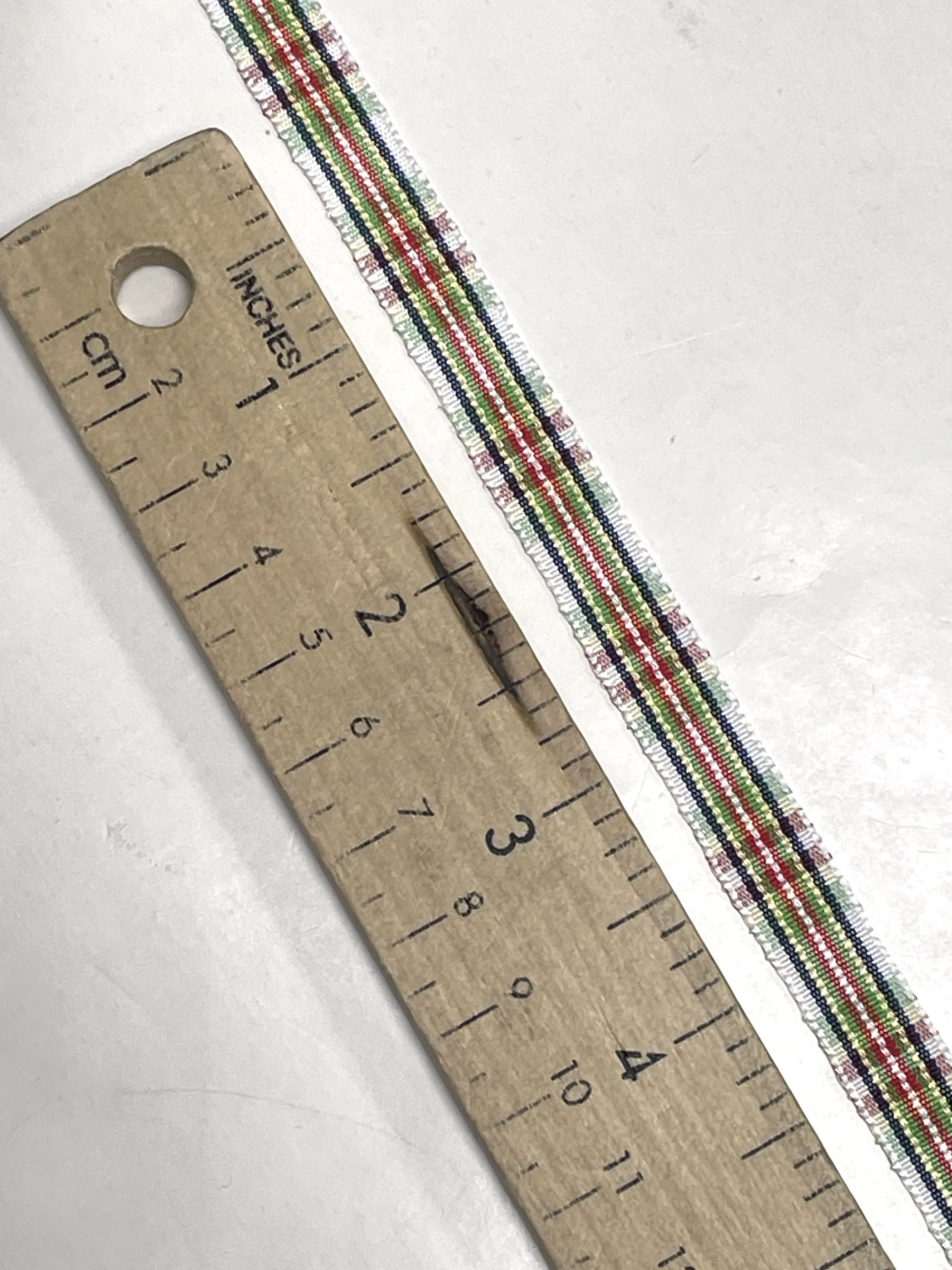 2  YD Polyester Yarn-Dyed Plaid Ribbon - White, Green, Red, Blue and Yellow