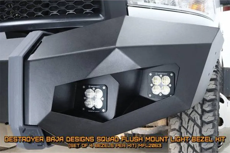 2010-23 Ram 2500 & 3500 LOD Offroad Offroad Destroyer Truck Baja Squadron Flush Light Bezel Kit, Black Texture