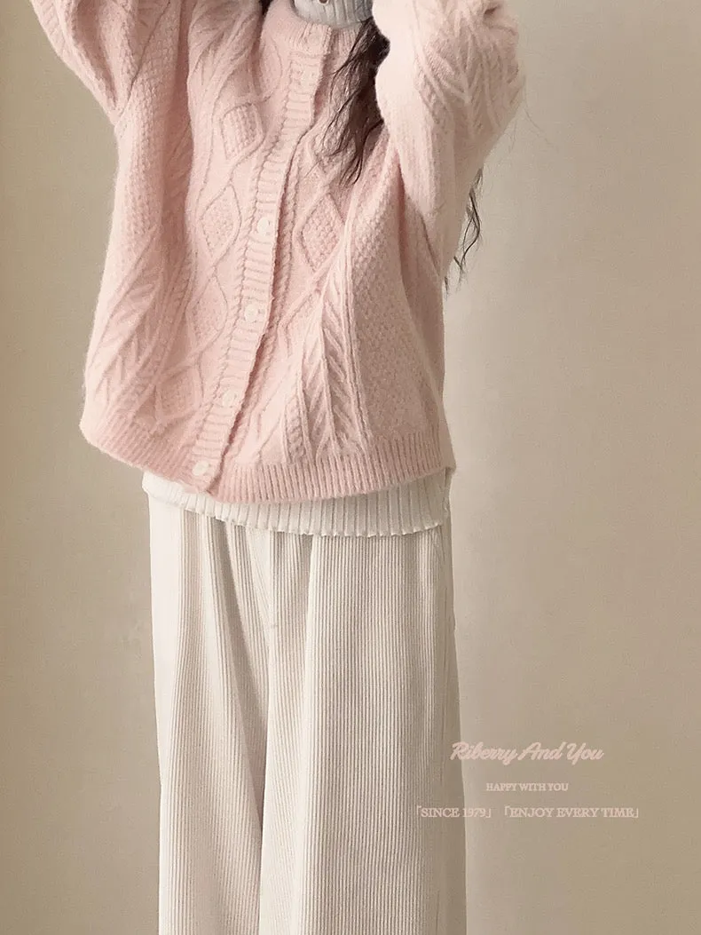 Angelic Sakura pink soft knitting sweater cardigan