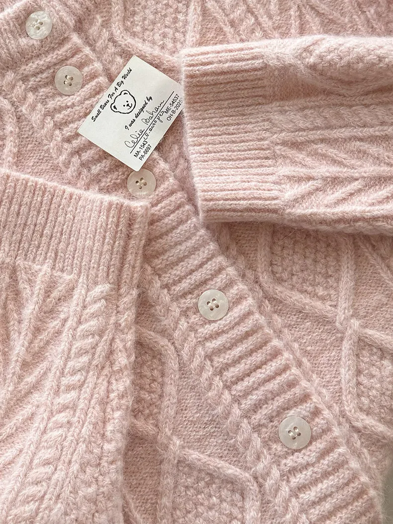 Angelic Sakura pink soft knitting sweater cardigan