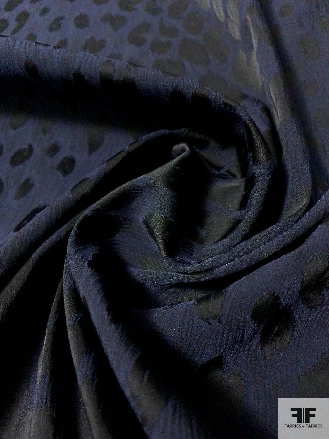 Animal Pattern and Wavy Streaks Stretch Brocade - Navy / Black