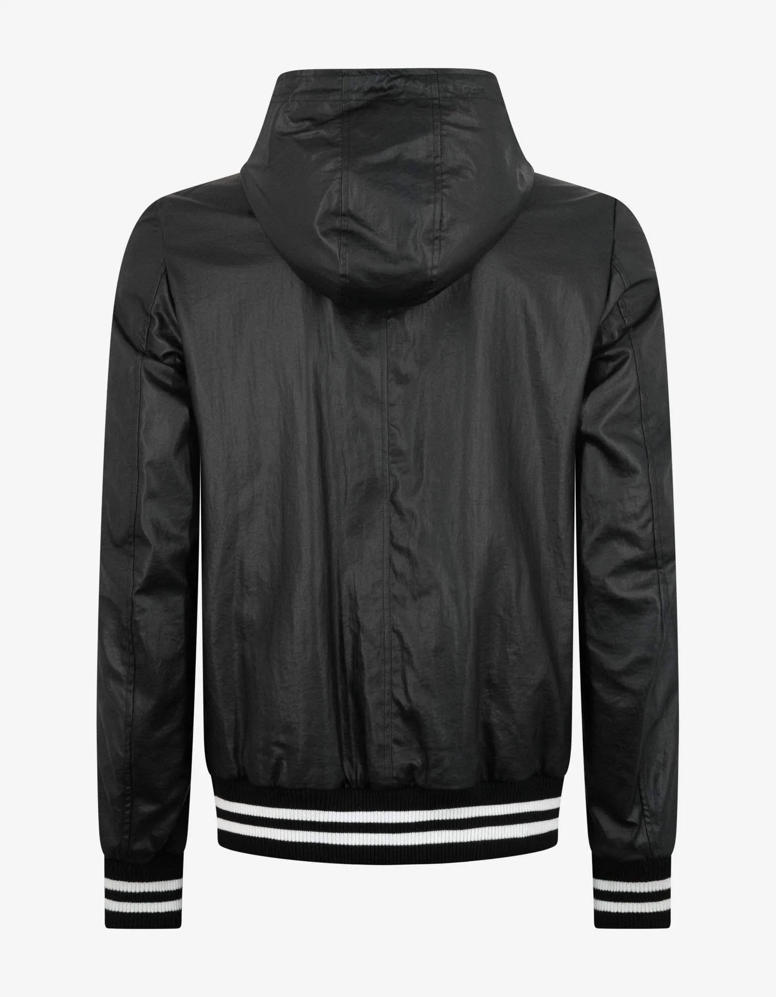 Balmain Black Coated Nylon Logo Band Jacket