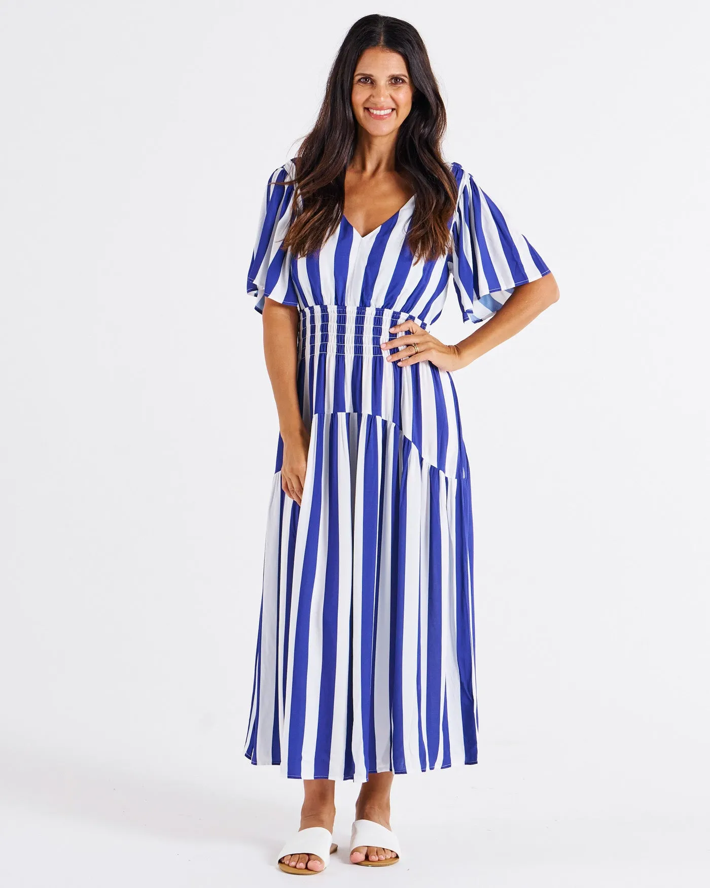 Betty Basics Louisa Dress Blue Stripe