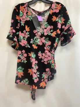 Black & Pink Top Short Sleeve Ann Taylor, Size Petite L