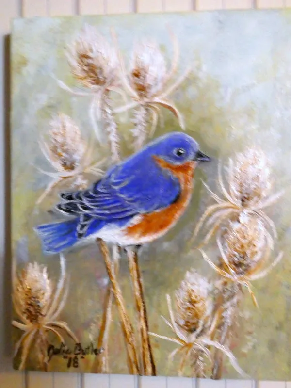 Blue Bird painting, original oil painting