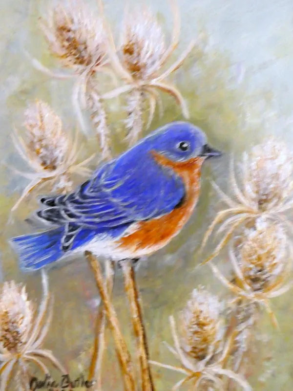 Blue Bird painting, original oil painting