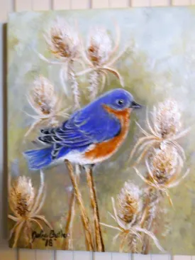 Blue Bird painting, original oil painting