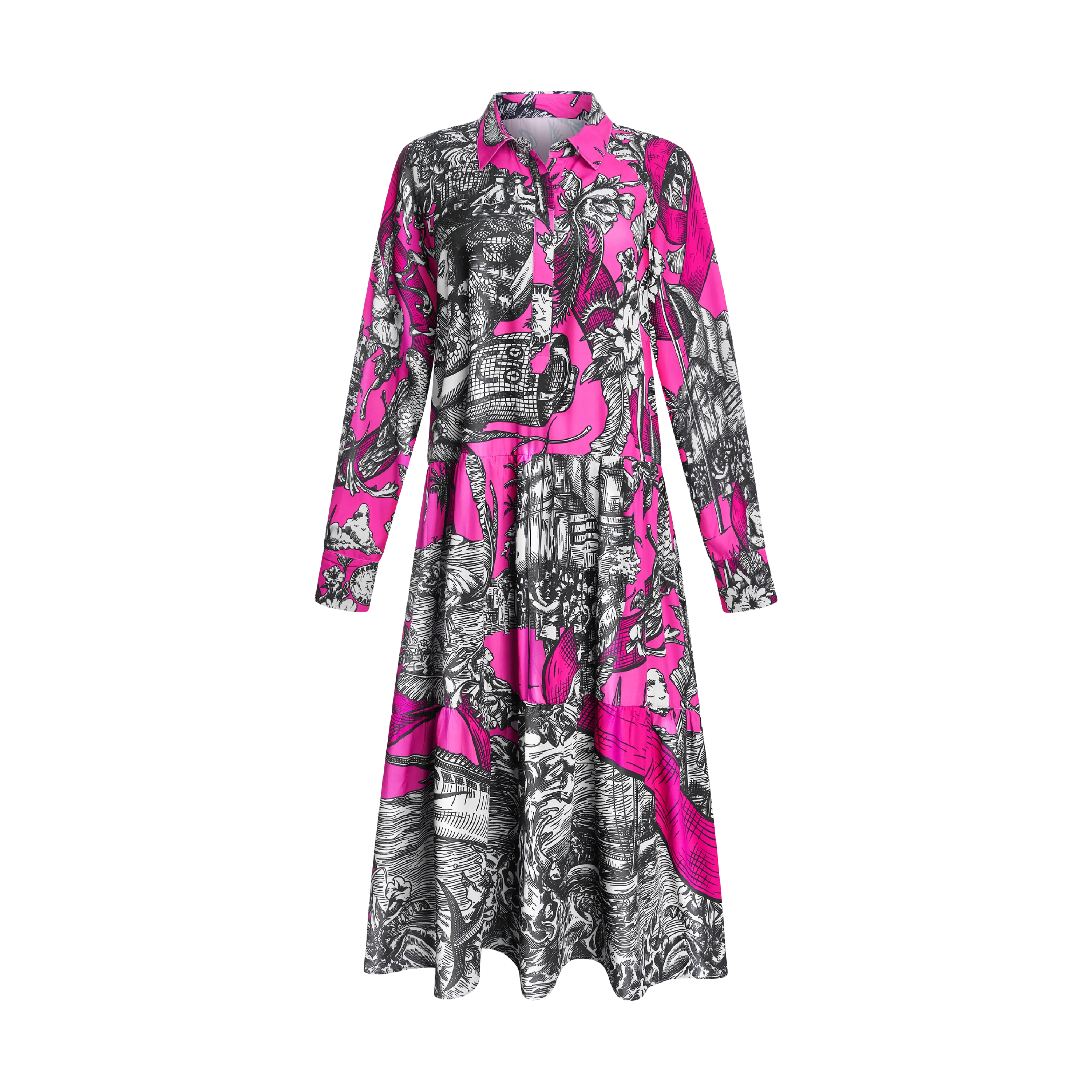 BREAST CANCER BOHO DRESS-PINK & BLACK