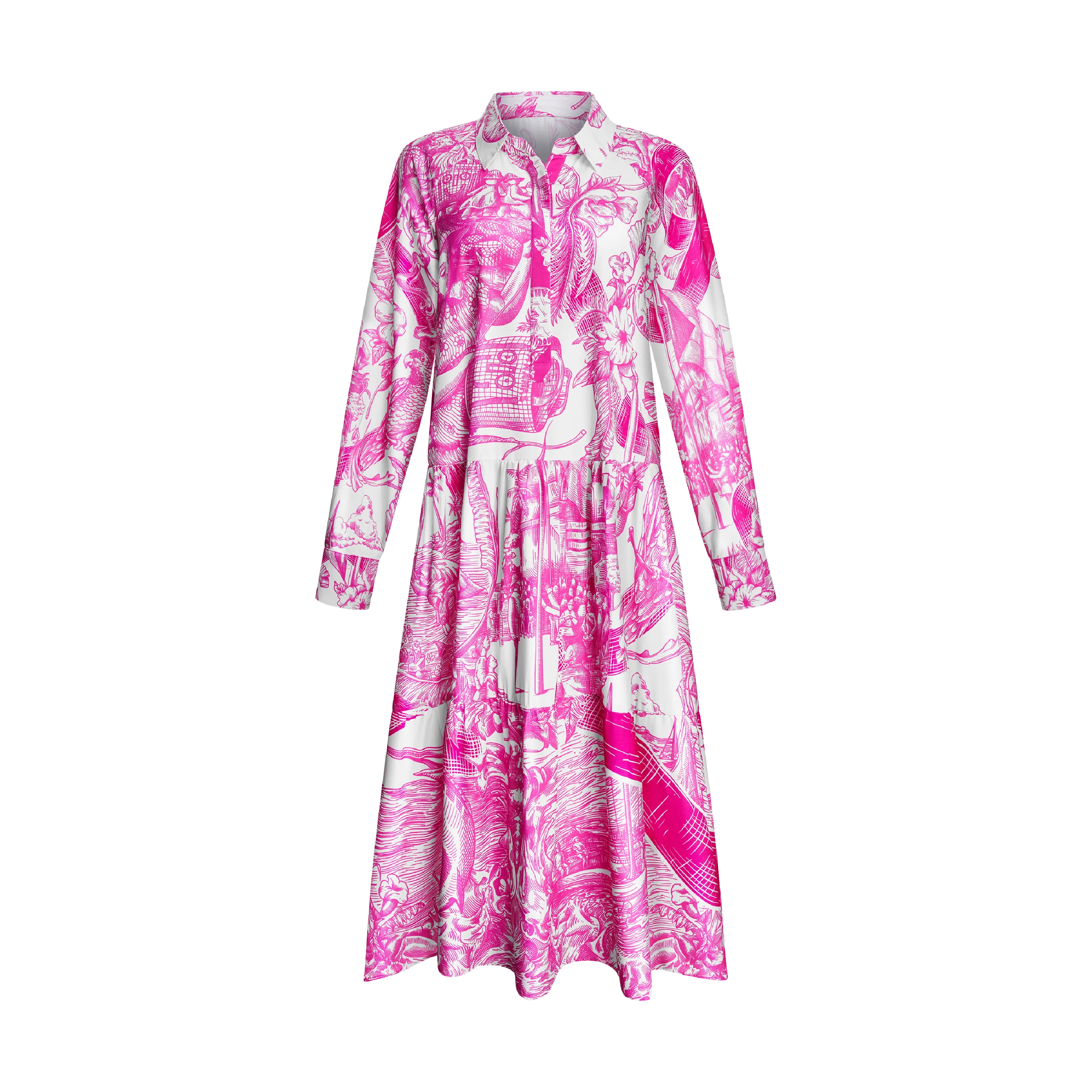 BREAST CANCER BOHO DRESS-WHITE & PINK