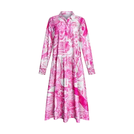 BREAST CANCER BOHO DRESS-WHITE & PINK