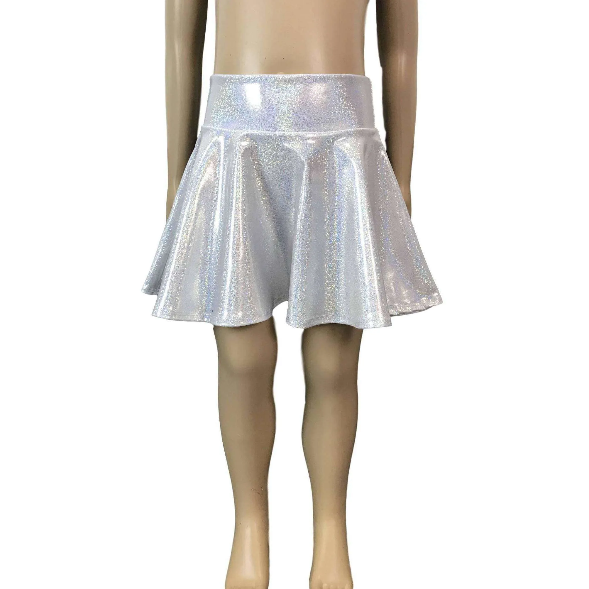 Children's Silver Holographic Skater Skirt