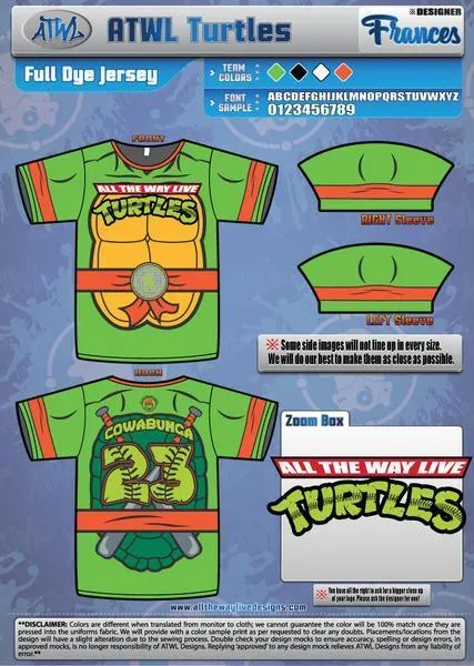 Cowabunga Turtles Youth Full Dye Jersey