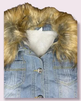 Denim & Fur Jacket (Small/Medium)