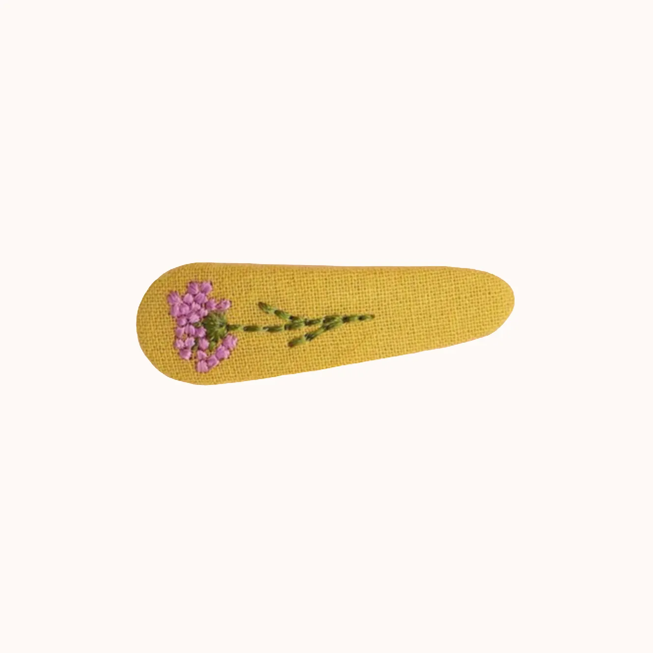 'Embroidered Flower' Hair Clip in Mustard and Lilac