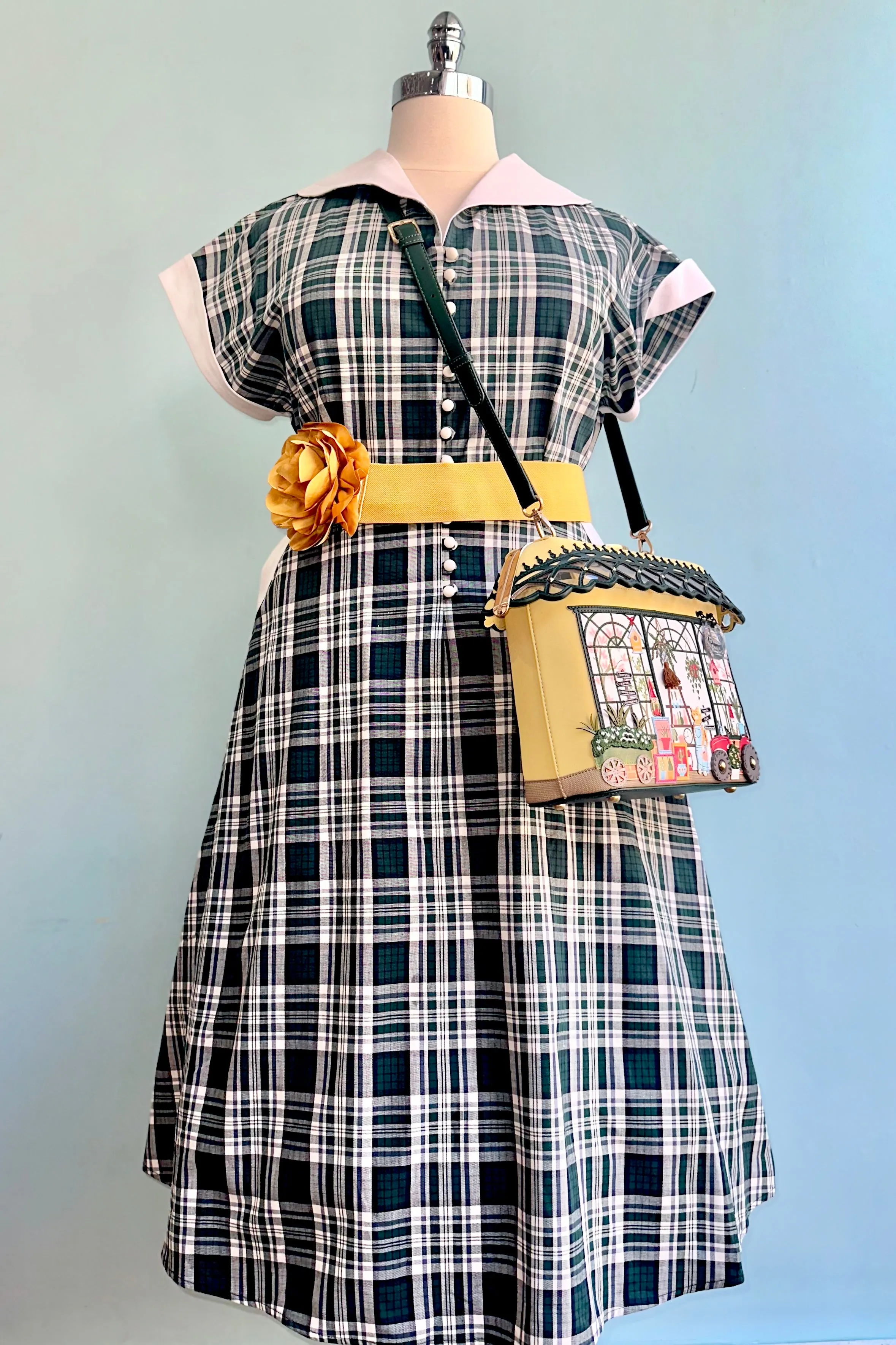 Emerald Plaid Cotton Marjorie Dress by Collectif