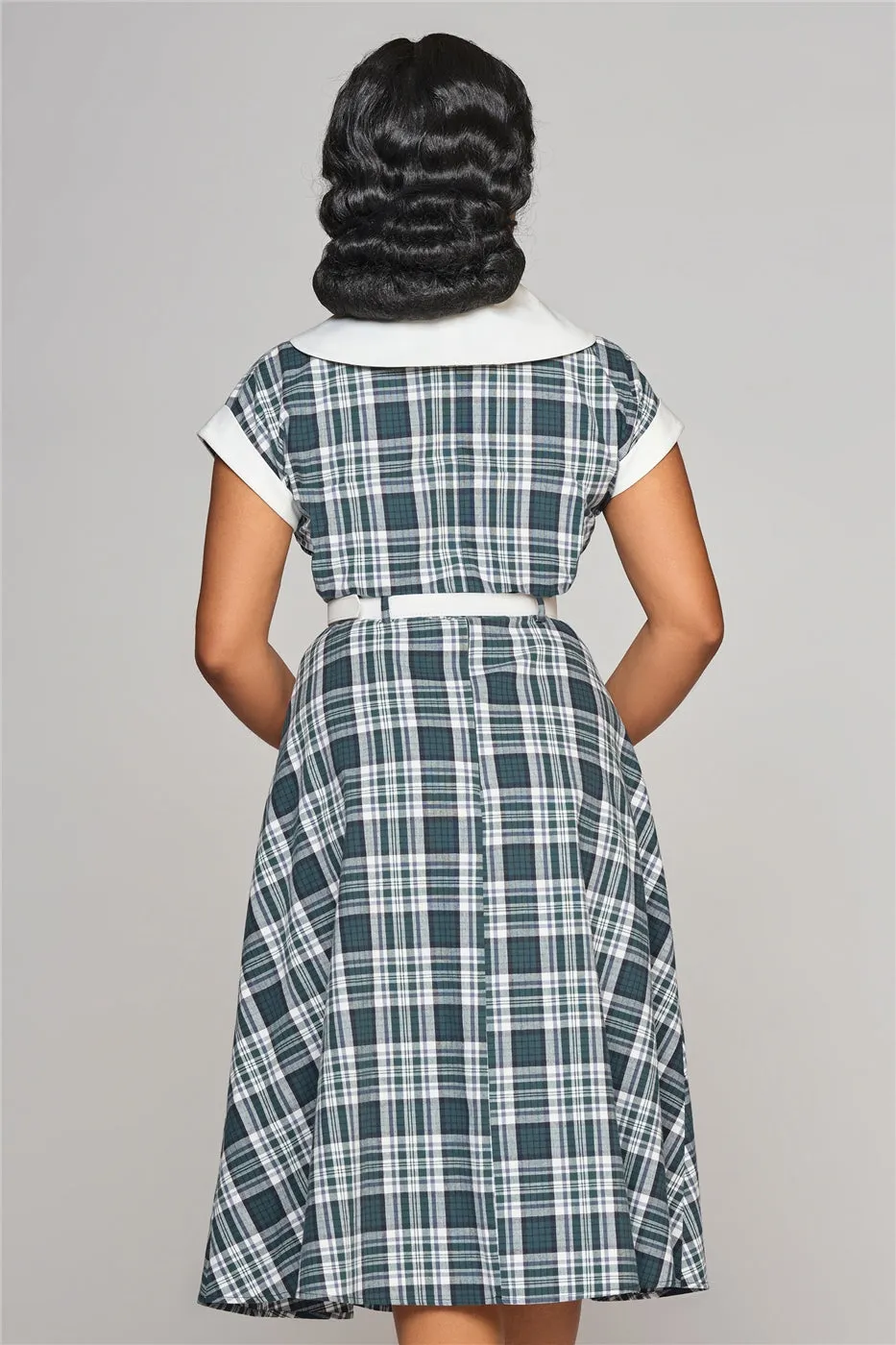 Emerald Plaid Cotton Marjorie Dress by Collectif