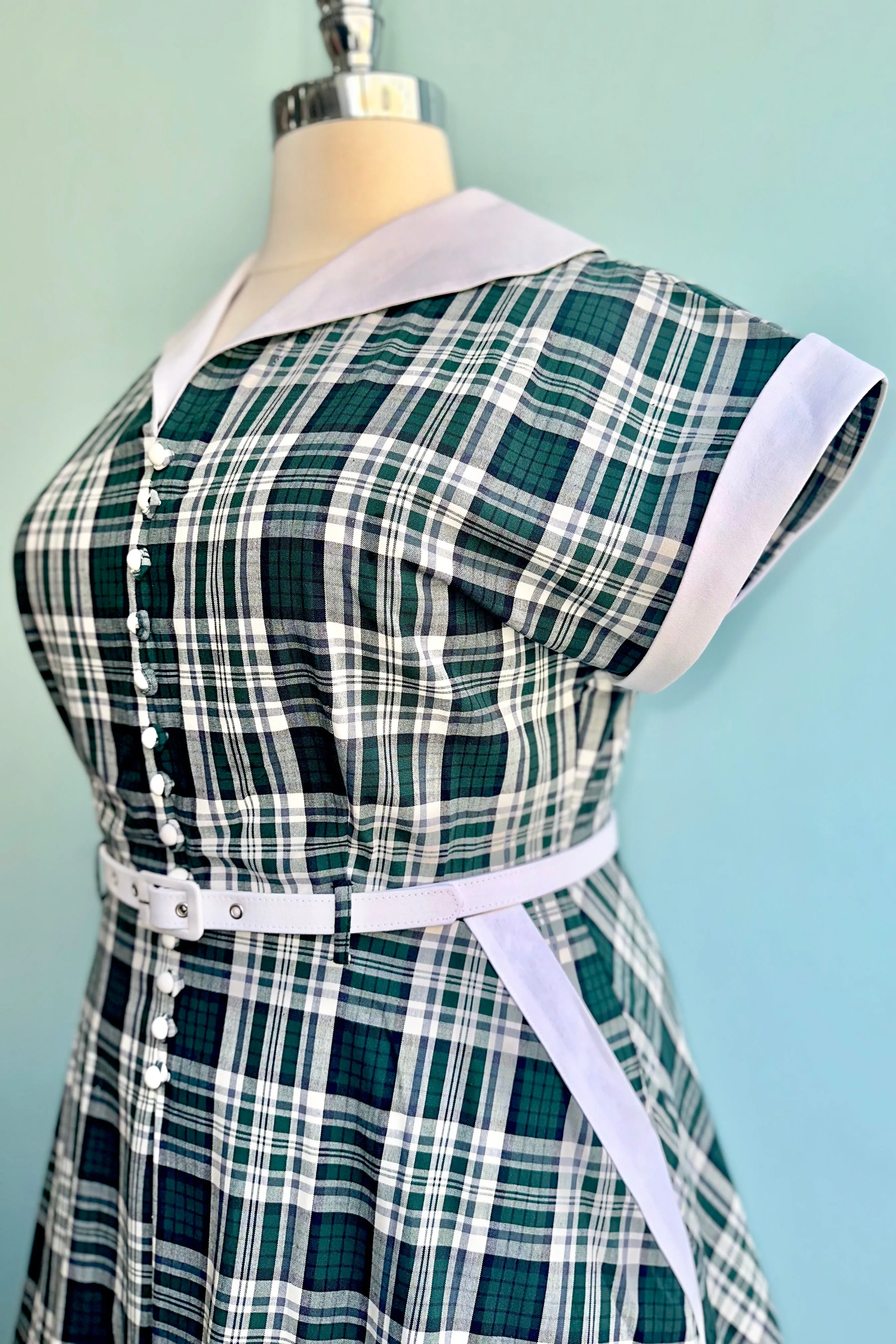 Emerald Plaid Cotton Marjorie Dress by Collectif