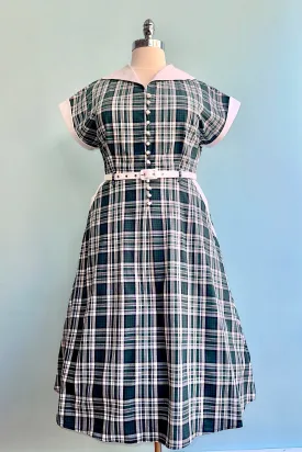 Emerald Plaid Cotton Marjorie Dress by Collectif