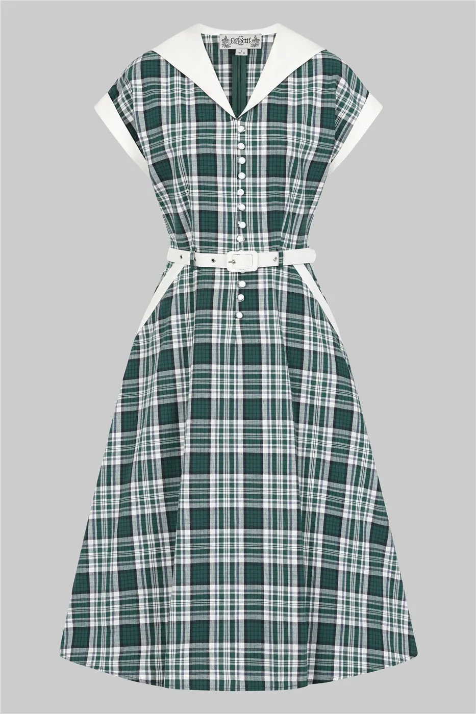 Emerald Plaid Cotton Marjorie Dress by Collectif