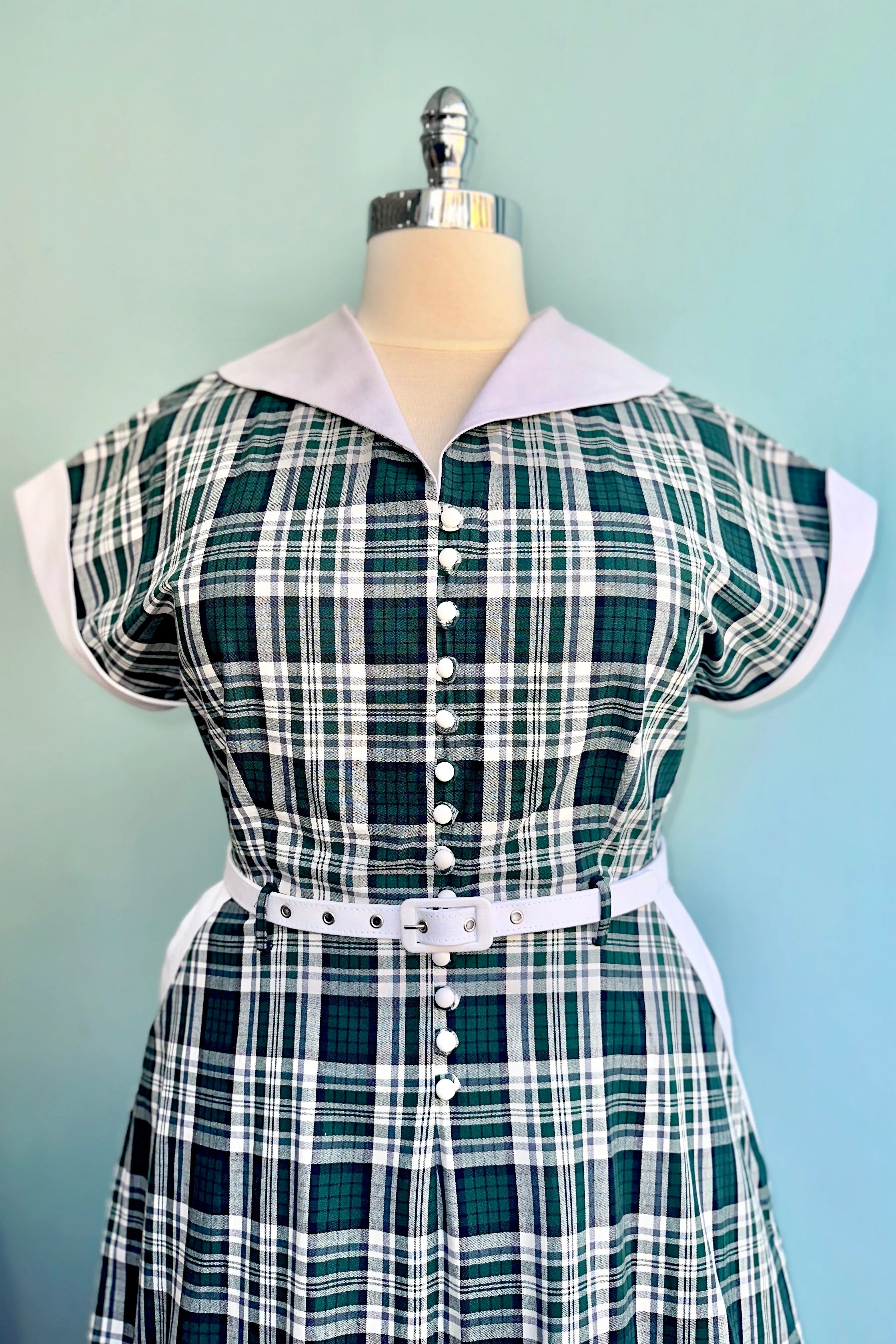 Emerald Plaid Cotton Marjorie Dress by Collectif