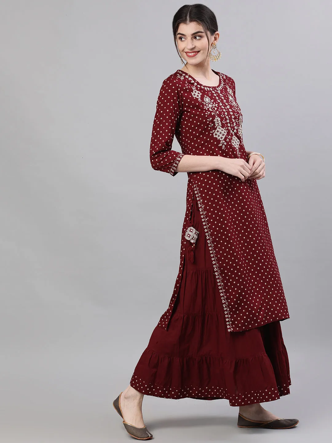 Ethereal Rosewood Kurta & Skirt Set