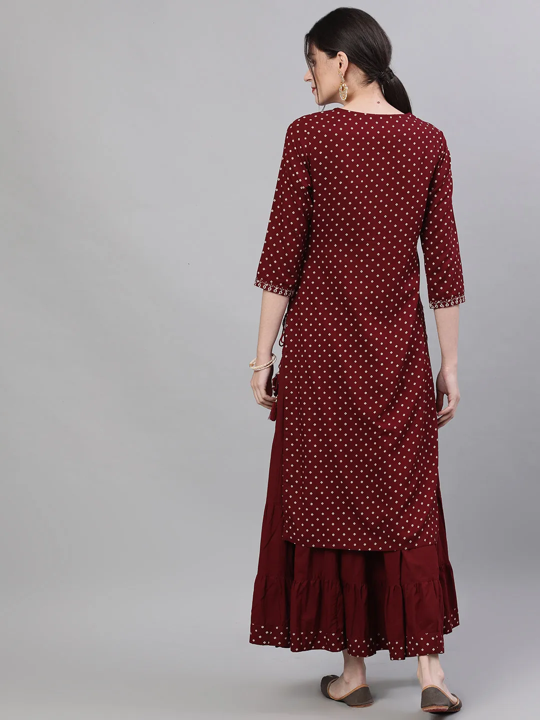 Ethereal Rosewood Kurta & Skirt Set