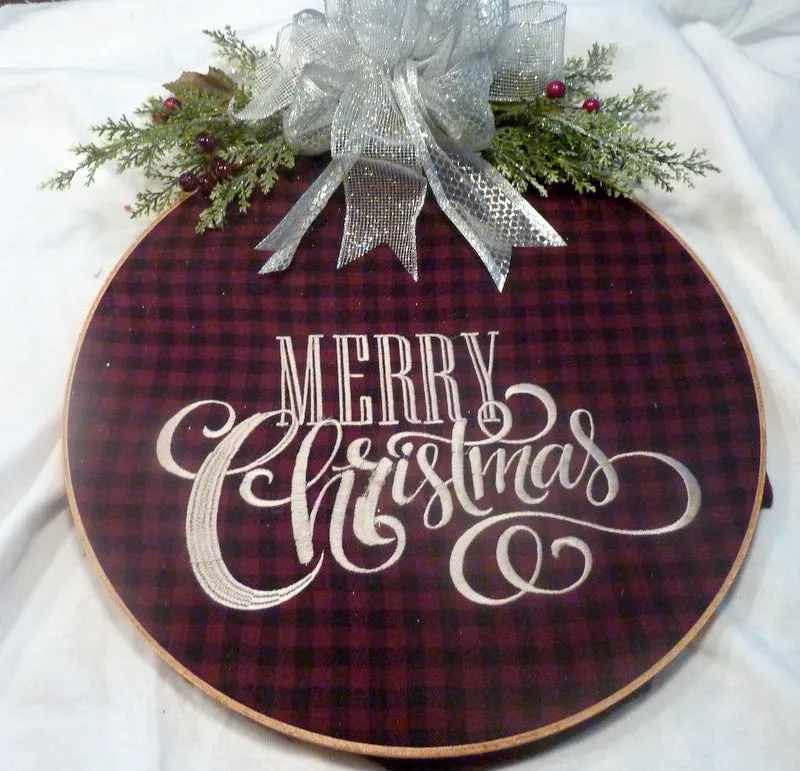 Farmhouse Christmas, farmhouse decor, wood hoop Christmas sign, Buffalo Plaid wreath