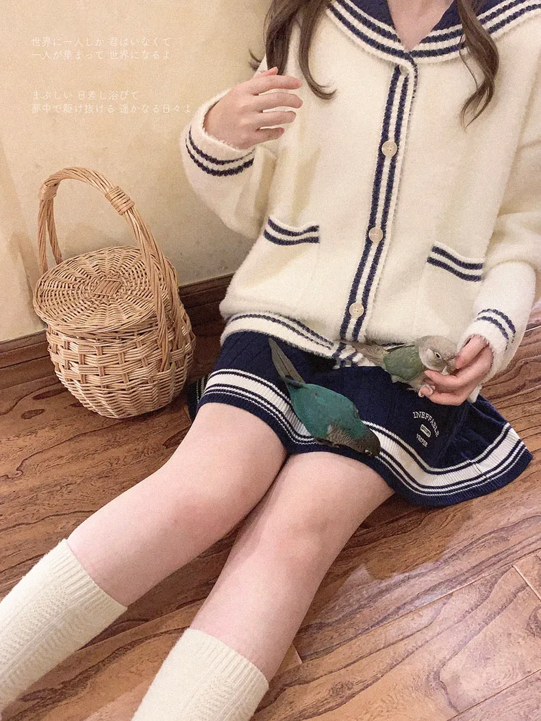 [Faux Fur] Sailor Girl’s Warmer Cardigan