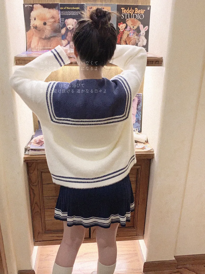 [Faux Fur] Sailor Girl’s Warmer Cardigan