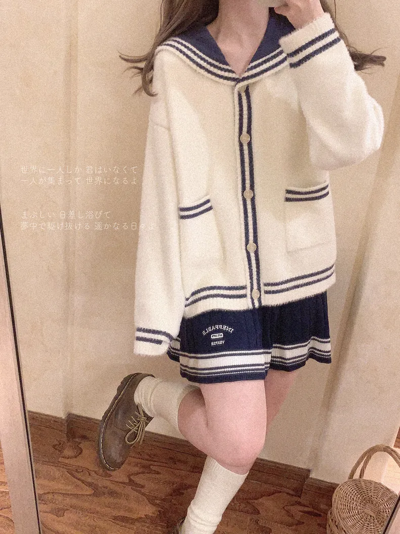 [Faux Fur] Sailor Girl’s Warmer Cardigan