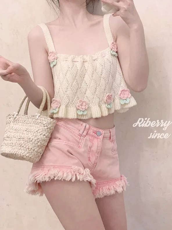 Flower Dance Floral knitted vest top