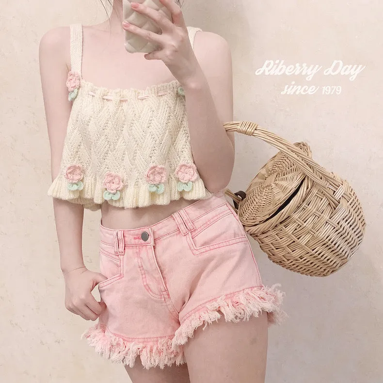 Flower Dance Floral knitted vest top