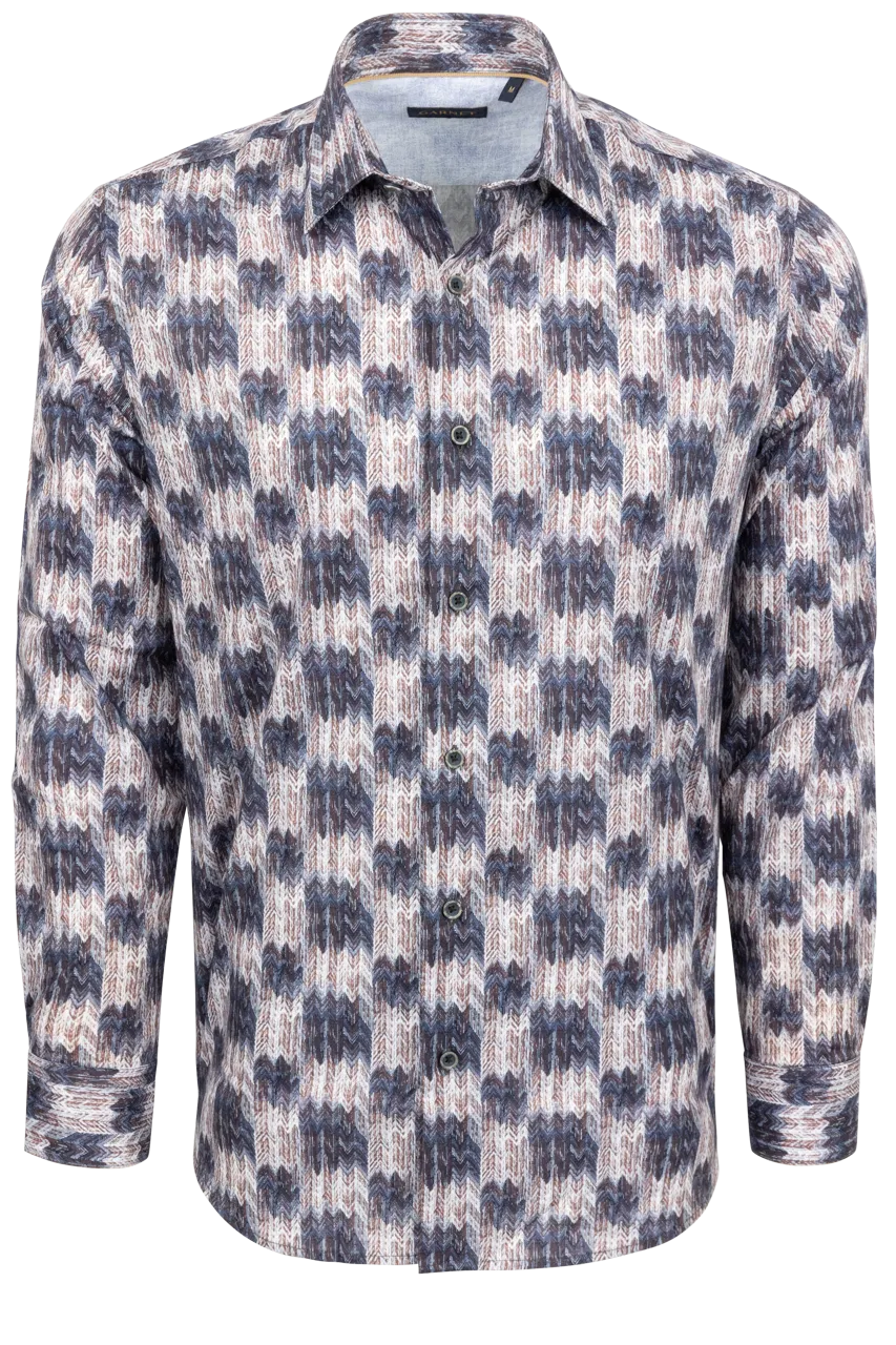 Garnet Button-Front Shirt - Printed Blue