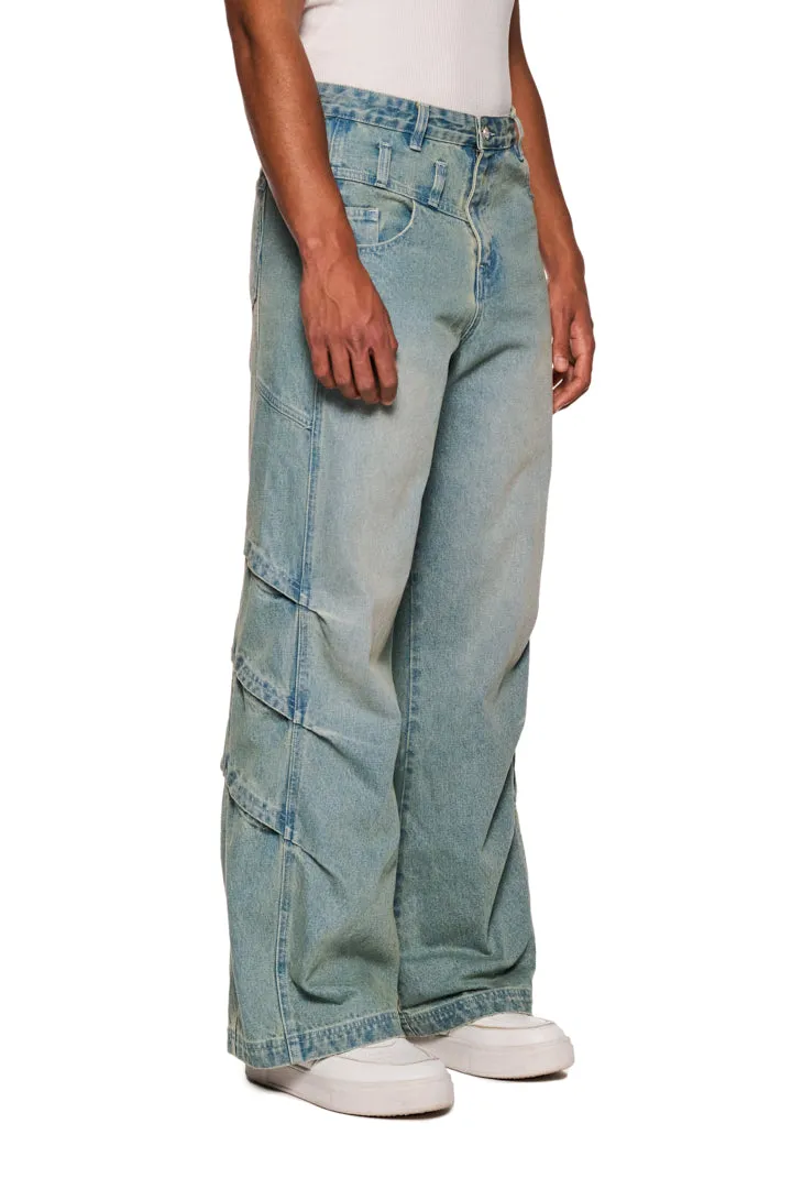 Gills Washed Denim Pants Blue