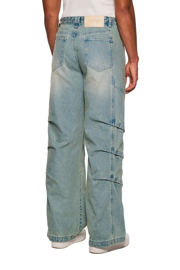 Gills Washed Denim Pants Blue